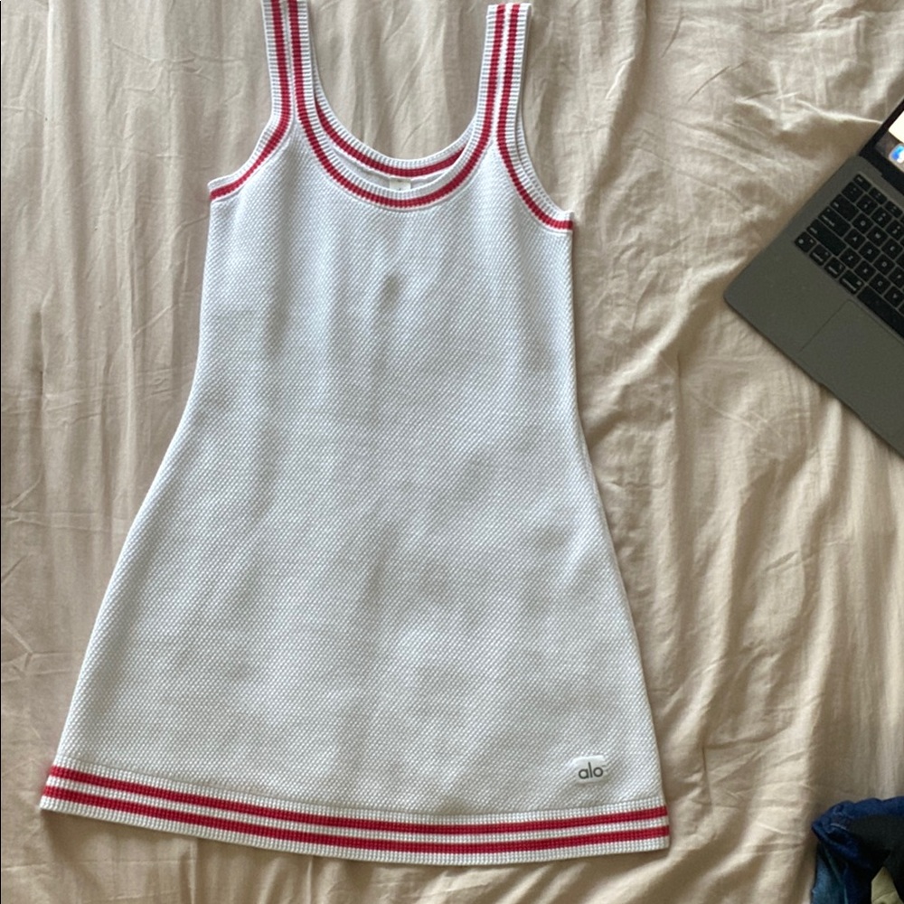 ALO Yoga White and Red Knit dress